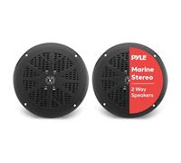 6.5 Inch Dual Marine Speakers - 2 Way Waterproof and Weather Resistant Outdoor Audio Stereo Sound System with 120 Watt Power, Polypropylene Cone and Cloth Surround - 1 Pair - PLMR61B (Black)