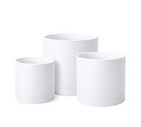 6,5 Pulgadas, 8 Pulgadas, 10 Pulgadas, Juego de 3, macetas de Color Blanco para Plantas con Orificios de Drenaje y Salsas sin Costuras, Grande, 74-E-L-1