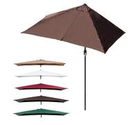 6.5' x 3' Half Patio Umbrella - Market Table Parasol with Crank Lift Outdoor Sunshade for Deck & Garden 8' x 4' (White 250x130cm) - Durable & Stylish