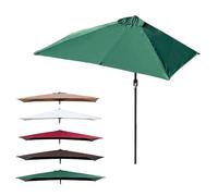 6.5' x 3' Half Patio Umbrella - Market Table Parasol with Crank Lift Outdoor Sunshade for Deck & Garden 8' x 4' (White 250x130cm) - Durable & Stylish