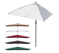 6.5' x 3' Half Patio Umbrella - Market Table Parasol with Crank Lift Outdoor Sunshade for Deck & Garden 8' x 4' (White 250x130cm) - Durable & Stylish
