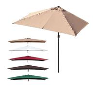 6.5' x 3' Half Patio Umbrella - Market Table Parasol with Crank Lift Outdoor Sunshade for Deck & Garden 8' x 4' (White 250x130cm) - Durable & Stylish