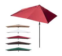 6.5' x 3' Half Patio Umbrella - Market Table Parasol with Crank Lift Outdoor Sunshade for Deck & Garden 8' x 4' (White 250x130cm) - Durable & Stylish