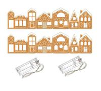 6.6 FT DIY 2 Juegos Kit de Cartón de Casa de Pan de Jengibre Navideño con Luces LED ha-ga un Kit de Manualidades de Casa de Pan de Jengibre para Gabinetes del Hogar Decoración de Fiesta de Navidad