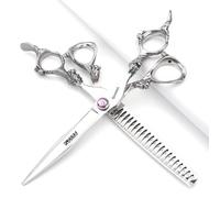 6/7/7.5/8 pulgadas peluquería profesional tijeras de plata de alta dureza 400c acero inoxidable peluquería tijeras tienda de peluquería herramientas especiales (7 pulgadas y 2 piezas-B)