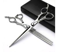 6/7/8 pulgadas Tijeras de peluquería profesionales de japonesas 440C aleación de cobalto tijeras de pelo para peluqueros corte adelgazamiento (7 pulgadas y 2 piezas-B)