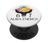 6 7 Aura Energy at 67 Aura Level 67% Six Seven Meme Funny 67 PopSockets PopGrip Adhesivo