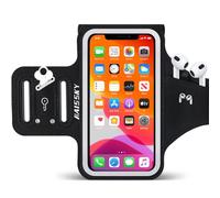 6,7'' Brazalete Movil Correr con Funda Auriculares, RAZOBWS Sport Porta Funda Movil Correr Arm Band para iPhone 15 14 13 12 Pro Plus MAX Galaxy Phone, Deportivo Brazaletes (Negro)