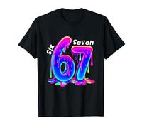 6 7 Neon Drippy Seis Siete Argot Viral Gen Z Meme Camiseta