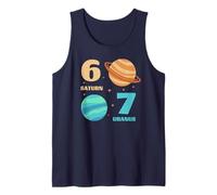6 7 Planetas Orden Saturno Urano Universo Espacial Nerds Ciencia Camiseta sin Mangas