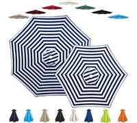 6/8 Varillas Toldo de Repuesto para Sombrilla de Exterior, Cubierta para Parasol Protección UV, Tela de Recambio Impermeable para Jardín Patio y Playa 2.0/2.3/2.7/3.0/4.0m(Blue and White,2.50m/8 Ribs)