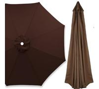 6/8 Varillas Toldo de Repuesto para Sombrilla de Patio de 2.0 m 3.0 m 4.0 m, Cubierta Superior Gruesa para Parasol de jardín Terraza Piscina, Tela para Sombrilla Grande, Anti-UV(Café,6 Varillas 250cm)
