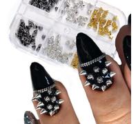 6 Accesorios De Uñas Punk Tachuelas Metal Varios Tamaños Tipo Único Decoraciones Adhesivas Para Artistas Creativos Manicura Dijes Uñas Punk Para Manicura