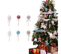 6 adornos de lentejuelas para árbol de Navidad y guirnalda, espuma ligera con trabillas para colgar, mejora la decoración festiva con elementos navideños brillantes (965-25 Progreso-G)