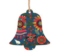 6 adornos de madera de Navidad para niños y adultos, decoración colgante de árboles de Navidad, 4 estilos, arte popular mexicano, impresión bohemia