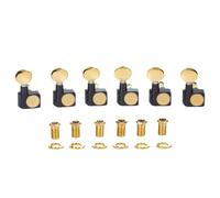 6 afinadores de guitarra en línea 21:1 de doble pin (sin tornillos) de 2 pines, máquinas de afinación compatibles con guitarras American Series ST/TL, llave ovalada vintage, color negro con dorado