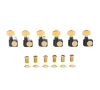 6 afinadores de guitarra en línea 21:1 de doble pin (sin tornillos) de 2 pines, máquinas de afinación compatibles con guitarras American Series ST/TL, llave contemporánea, color negro con dorado