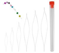 6 aguja de perlas, aguja para enhebrar cuentas, perlas de ojos grandes, acero inoxidable para coser manualidades y joyería