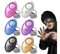 6 alarmas personales, 130-135 dB, alarma de bolsillo con luz LED, alarma de defensa personal, llavero de seguridad (morado, azul, plata, oro, negro y rosa)
