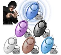 6 alarmas personales, alarma de bolsillo de 130-135 dB con luz LED, alarma de defensa personal, llavero de seguridad (negro, morado, plata, azul, oro rosa y azul agua)