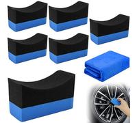 6 almohadillas aplicadoras para neumáticos de coche, esponja de limpieza para neumáticos de coche, esponja de aplicación para el cuidado de neumáticos, cepillo para neumáticos de coche, con paño de