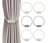 6 alzapaños magnéticos para cortinas, cordones magnéticos, alzapaños para cortinas, hebillas de retención, clips grises para cortinas decorativas, correas de imán para cortina (4 beige y 2 gris)