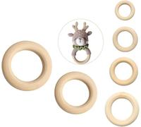 6 Anillos de Mordedor de Madera Natural Sin Tratar para Manualidades, Bricolaje, Decoración y Creación de Joyas (Ø35, 40, 55, 65, 70, 80 mm)