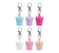 6 anillos de silicona portátiles para bálsamo labial, con mosquetón, multiusos, para llevar a diario, seguro y clip para llavero, corona, Talla única