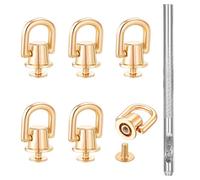 6 anillos en D, remaches de rosca giratorios 360°, de metal, anillos en D giratorios para monedero, remaches de piel, remaches con perforador, monedero, artesanía, remaches de rosca para manualidades