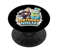 6 años cumpleaños Ninja Boys Six 6th Sexto Kids Party Cute PopSockets PopGrip Adhesivo