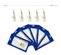 6 anzuelos de plumas de caballa, 30 anzuelos, preatados para pesca marina, con perlas luminosas y cebos biónicos para insectos para caballa, abadejo, bacalao, arenque y perca (6, #12, #16, #18)
