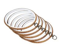 6 aros de bordado de madera, marco de exhibición de bordado de madera, anillo de punto de cruz, aros redondos de bordado para manualidades, costura y adornos colgantes (20 cm)
