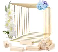 6 aros de metal dorado con base de madera (30 cm) | Construcción de hierro resistente, revestimiento a prueba de humedad, resistente al óxido, larga durabilidad
