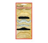 6 Assorted False Moustaches Fancy Dress Accessory by Henbrandt