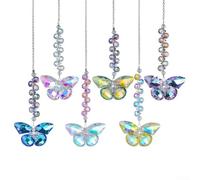 6 atrapasueños de mariposa de diamante hechos a mano con cadenas de acero inoxidable para reflexión de luz en interiores y espacios exteriores que miran al sol