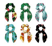 6 bandas elásticas para el pelo, lazos para el pelo, lazos para el pelo, accesorios para mujeres y niñas, insectos de cigarra con fondo de hojas de bosque verde