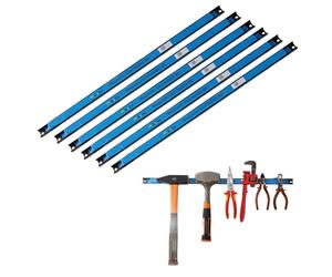 6 barras magnéticas para herramientas, tiras de metal, longitud de 60 cm, color negro, soporte para herramientas, imán fuerte, con agujeros de fijación, tornillos y tacos incluidos para