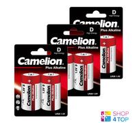 6 Baterías Camelion D Plus Alcalinas Lr20 Mn1300 Am1 E95 1.5V 2Bl Exp 2028 NUEVO