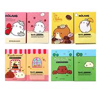 6 bloc de notas plegables con diseño de animales de dibujos animados, notas adhesivas, papelería, funda de goma de borrar