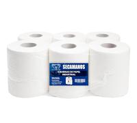 6 Bobinas de Papel Secamanos de Celulosa Blanco - Rollos de Papel Industrial Formato Ahorro con Mayor Capacidad por Bobina - MARCPRINT