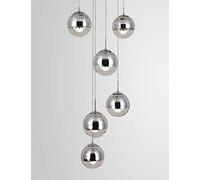 6 Bola de burbujas de vidrio Lámpara colgante de techo alto Lámpara de araña de dormitorio creativo Lámpara de sala de estar hueca moderna Lámpara de araña tipo villa Escalera minimalista Lámpara de a