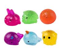 6 bolas de estrés para adultos/niños, colorido juguete para apretar el estrés de animales Kawaii, juguetes elásticos ultra suaves para aliviar la ansiedad para regalos de fiesta, recompensas escolare