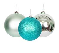 6 Bolas de Navidad irrompibles Color Turquesa, decoración de árbol de Navidad, Bolas de Adornos de Navidad, Decoraciones Colgantes de Navidad, decoración de Vacaciones, Brillante, Mate, Purpurina