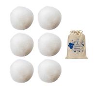 6 bolas de secado de lana, 1 bolsa de algodón, bolas de secado ecológicas, uso sostenible, bolas de secado, bolas de fieltro, la ropa es esponjosa y suave, apta para secadora (blanco)