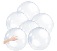 6 bolas inflables transparentes de 16 pulgadas, pelota de playa de PVC, globo de agua brillante, piscina transparente, pelota de fiesta en la playa, pelotas de playa transparentes, globos de playa, gl