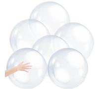 6 bolas inflables transparentes de 16 pulgadas, pelota de playa de PVC, globo de agua brillante, piscina transparente, fiesta en la playa, globos de piscina, bolas inflables de burbujas gigantes