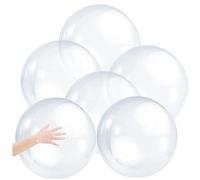 6 bolas inflables transparentes, pelotas de playa transparentes, pelotas de playa blancas, pelota de playa inflable de 16 pulgadas, pelota de playa de PVC, globo de agua brillante, piscina transparent