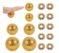 6 Bolas Magnéticas De Acupresión y 10 Anillos De Masaje, Bola De Masaje De Manos, Bola De Terapia De Acupresión, Para Aliviar Las Manos y Los Pies De Adultos y Niños (Oro)