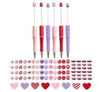 6 bolígrafos con cuentas para San Valentín, regalo de bricolaje, bolígrafo de gel para oficina, regalos de cumpleaños