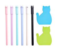 6 Bolígrafos Con Forma De Gato Y 2 Blocs De Notas Para Gatos, Papelería Bonita, Papelería Creativa De Dibujos Animados, Suministros De Aprendizaje Y Oficina